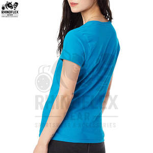 Camisetas Personalizadas con Cuello en V para Mujer, Mezcla de Poliéster/Algodón de Alta Calidad, Anti-Pilling, Logotipo Personalizado, Tinte Liso, Servicio OEM - Product Image 6