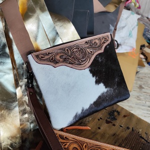 Sac à bandoulière en cuir véritable, style western bohème, imprimés animaliers et fleurs, sac pour femmes au meilleur prix - Product Image 3