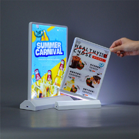 Boîte à Lumière de Menu en Verre Trempé A4/A5 LED, Cadre d'Affiche Publicitaire pour Table de Restaurant, Boîte à Lumière de Charge Double Face