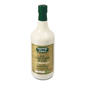Huile d'olive extra vierge biologique Frantoio Bianco Taggiasca pressée à froid en bouteille de verre 1L pour la cuisine et les vinaigrettes - Product Image 1
