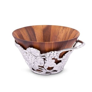 Juego de ensaladeras grandes clásicas ecológicas de madera de acacia con utensilios magnéticos para servir Capacidad de 6-8 porciones para fiestas - Product Image 1