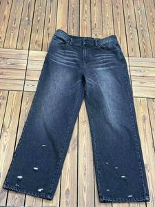 Jean droit ample vintage pour homme, style streetwear d'hiver, denim décontracté, lavage clair, avec rivets délavés - Product Image 6