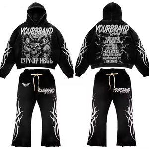 ชุดวอร์มแนวสตรีทวินเทจของผู้ชายชุดวิ่งออกกำลังกายพร้อมฮู้ดปักลาย - Product Image 1