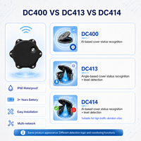 Capteur intelligent pour couvercle de manhole Dingtek DC400 DC413 DC414 IP68 NB-IoT 4G LoRaWAN – Surveillance de l'état du couvercle et du niveau ultrasonique