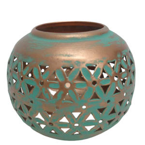 Juego más vendido de 3 portavelas votivas de Metal de cobre con tarro de vela antiguo verde para decoración para sala de estar hecha a mano - Product Image 1