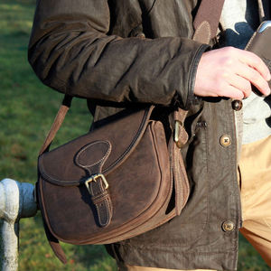 Sac à dos et pochette en toile 100% coton avec pièces en cuir de buffle véritable, résistant à l'eau, pour la chasse - Product Image 5