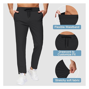 Pantalones de chándal antiarrugas para hombre con bolsillos, pantalones de entrenamiento para gimnasio, pantalones antiarrugas para hombre, pantalones teñidos lisos - Product Image 3