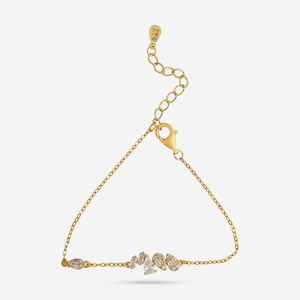 92.5 <b>Silver</b> <b>Bracelet</b> 191291 Rhodium & Gold Plated Diamond & Zircon Key & Number <b>Charms</b> Religious & Ethnic Style for Gifts - Product Image 1