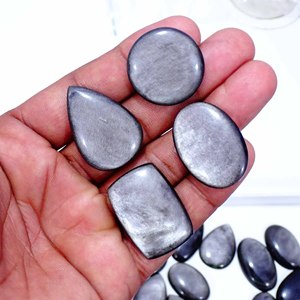 High Quality Natural Silver <b>Obsidian</b> Quartz Cabochon Free Size Loose Gemstone for Healing <b>Jewelry</b> Wholesale GemstoneLot - Product Image 5