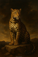 Silkvivre Watcher Ember Peak |   Cuadro Decorativo Cuadrado de Leopardo con Bordado de Seda Hecho a Mano, Diseño Real de Vida Silvestre para Decoración del Hogar