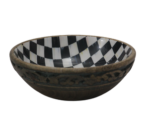 Polished Mango Wood Serving Salad Bowl with Eco-Friendly <b>Flower</b> Enamel <b>Sticker</b> New Design Wholesale Rate - Product Image 4