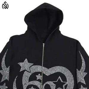 เสื้อฮู้ดมีซิปของผู้ชายเสื้อฮู้ดแบบกำหนดเองได้เสื้อฮู้ดลายพลอยเทียม - Product Image 2