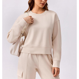 Sudaderas de punto con hombros caídos informales para mujer, moda Otoño/Invierno 2024, jersey de gran tamaño, Tops de lana con logotipo frontal - Product Image 3