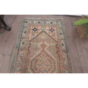 Alfombra Turca Vintage, Alfombra de 3.1x10.4 pies, Alfombra Azul de Lana Marroquí - Product Image 4