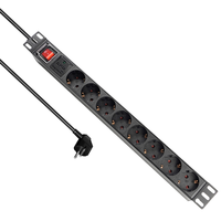 PDU 1U 19 pouces pour rack, 8 prises EU FR 16A 250V, protection contre les surtensions, unité de distribution d'alimentation en aluminium pour armoire de serveur, centre de données, CCTV
