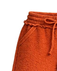 Pantalones Cortos de Sherpa Color Naranja Óxido para Mujer, Cómodos, Suaves, de Felpa, para Estar en Casa, Cintura Elástica con Cordón, Casuales, para Invierno - Product Image 4