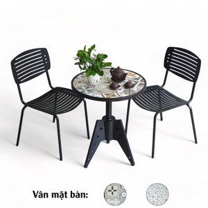 Modern Design Combo Set of 1 Outdoor Coffee <b>Table</b> and 2 Iron Chairs for Patio or Garden-CBCF272 - Product Image 1