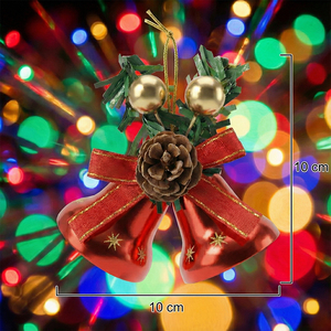 Lussuosa Decorazione Natalizia a Forma di Albero con Due Campanelle Rosse, Fogliame d'Aglio e Nastro Dorato, Eco-Friendly per Esterni - Product Image 6