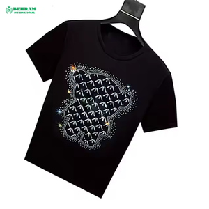 เสื้อยืดผู้ชายไซส์ใหญ่ ลายคริสตัลติดด้วยเตารีด ดีไซน์วิบวับ  ลายปักติดด้วยความร้อน  ผ้าฝ้าย/ใยไผ่ - Product Image 3