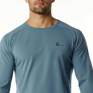 T-shirt à manches longues col rond en coton personnalisé avec logo pour homme - Product Image 4