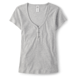 Camiseta de Pijama Henley Acanalada para Mujer PJ Place H/T MIST WINTRBERRY, Cintura Elástica con Cierre de Cordón, Personalizable, Transpirable, con Spandex - Product Image 2
