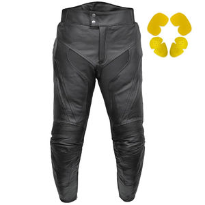 Ropa deportiva de invierno para hombre, pantalones de moto de carreras de cuero, armadura de seguridad CE negra, piel de vaca duradera, ignífuga, transpirable rápido - Product Image 1