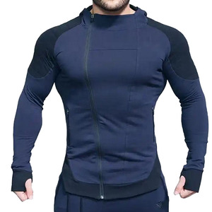 Chándal de gimnasio de entrenamiento de alta calidad, chándal transpirable liso deportivo ajustado con cremallera para hombre, chándal de jogging de algodón 100% para hombre - Product Image 4