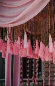 Seda borla cadena guirnalda techo decoración boda tendencia decoración Idea Haldi Mehndi decoraciones Sangeet fiesta evento escenario telón de fondo - Product Image 2