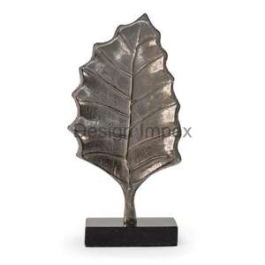 Accent de feuille d'argent avec base Sculpture de feuille d'aluminium coulé à la main Articles décoratifs Événements Décoration intérieure de vacances Artisanat - Product Image 2