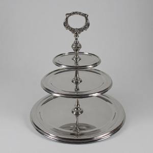 Elegant Silver Coated Metal Cake <b>Stand</b> for Banquet <b>Halls</b> Upscale Parties Home Gatherings with Decorative Rim - Product Image 5