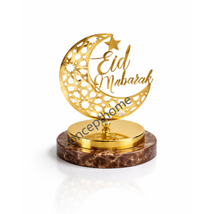 Décorations islamiques pour l'Aïd de Ramadan : Porte-bougie suspendu en métal doré fait main en forme de lune, emballage en boîte - Product Image 4