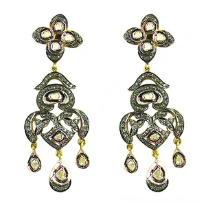 Boucles d'oreilles en diamant de style Art déco antique pour femmes, bijoux élégants et vintage - Product Image 3
