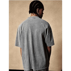 2025, nuevo diseño de secado rápido, camiseta de gran tamaño para hombre, camisetas de algodón en blanco con lavado ácido, camiseta Vintage con gráfico personalizado - Product Image 6