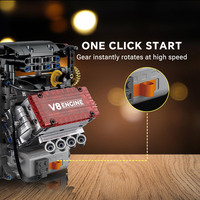 Kit Modelo de Plástico de Motor V8 con Supercargador Eléctrico Mini, Set de Bloques de Construcción de Ingeniería Mecánica a Vapor Dinámico para Niños