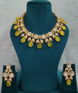 ชุดสร้อยคอโมอิสซาไนต์คุณภาพพรีเมียม แบบโพลกี้และดับเบิ้ลเล็ต ดีไซน์สวยงามทันสมัย เหมาะสำหรับงานแต่งงานและงานเลี้ยง - Product Image 4