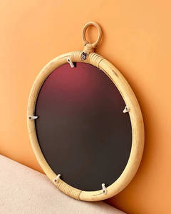 Espejo redondo de mimbre hecho a mano, colgante de pared bohemio de estilo rústico de Vietnam, espejo de mimbre para decoración del hogar - Product Image 5