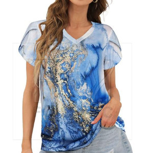 Personalizable Mujer Única agujero decoración nuevos estilos Simple rayas de punto cuello redondo Camiseta Streetwear Pekín camiseta - Product Image 1