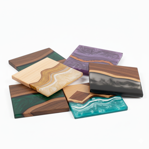 Juego de Posavasos de Resina y Madera Hechos a Mano por AZ ENTERPRISES |   Resina Epoxi de Madera Maciza Natural |   Protección de Mesa Resistente al Calor y Duradera - Product Image 2