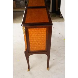 Par de exquisitas mesitas de noche de caoba de estilo francés con detalles estriados y detalles en bronce | Mesitas de noche artesanales con S - Product Image 6