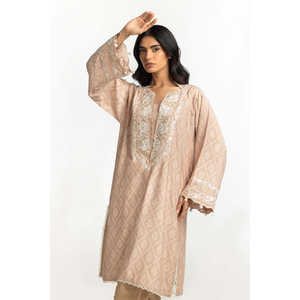 Ensemble chemise et pantalon beige en lurex jacquard brodé pour le printemps/été - Product Image 4