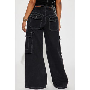 Pantalones Cargo Vaqueros de Pierna Ancha Recta, Transpirables, Ecológicos, de Algodón, con Múltiples Bolsillos, Talla Grande, Estilo Urbano, Novedades Primavera 2025 - Product Image 6