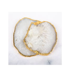 Most Demanding Tableware Accessories Agate <b>Coaster</b> With <b>Gold</b> Electroplated Agate Slice at Wholesale Price with Premium Quality - Product Image 1