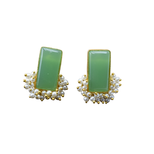 Boucles d'oreilles en laiton et pierre mate plaquée or Bijoux à la mode pour femmes et filles au prix de gros en Inde - Product Image 4