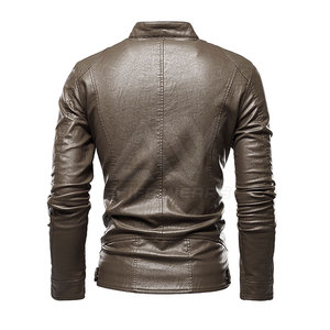 Veste en cuir coupe-vent de haute qualité pour homme, style streetwear, écologique, couleurs personnalisées, col montant, saison hivernale, dernière collection - Product Image 2