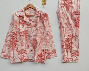 Conjunto de pijama de algodón de dos piezas, Conjunto de pijama de algodón puro, traje de dormir, hermoso diseño, Conjunto de pijama para mujer, Conjunto de pijama - Product Image 1