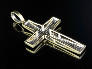 Pendentif croix en diamant scintillant Moissanite de qualité supérieure plaqué or religieux Hip Hop entièrement glacé coupe ronde pour hommes - Product Image 5