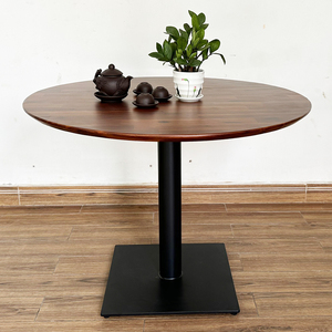 Melaleuca <b>Wood</b> Round <b>Table</b> with Square Iron Base 100cm Assembled & <b>Extendable</b> for Living Room or Home Office BA68143 - Product Image 5