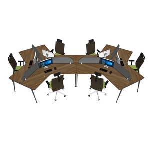 Contemporary 6-Person Plywood <b>Workstation</b> Cluster Modern HBCO057 CONE System Office <b>Desks</b> for Workspace or Bedroom - Product Image 2