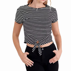 Prix compétitif, haut court pour femme, t-shirt, article à fort volume de vente, manches courtes, décontracté, mode de rue - Product Image 3