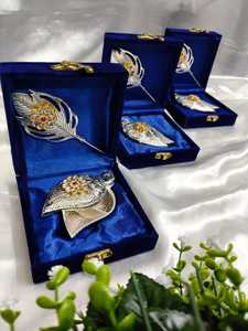 German Silver Plated Tilak Dibbi With Stick Gift Box Durable Metal Roli Tikka Holder For Puja Essentials Wedding Diwali <b>Favors</b> - Product Image 5